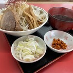 ラーメン もっけだの - 『赤唐味噌まぜそば(食べるラー油付+ネギ)』
