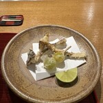 おかもと - ❹ 焼いた松茸の天ぷら、銀杏の天ぷら。