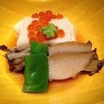柊家旅館 - 胡麻豆腐 鮑 舞茸 成平いんげん すずこ 土佐醤油 山葵