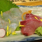 旬味ひげ - 2013.10平目と活ぶりの造りの盛り合わせ