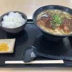 西宮名塩サービスエリア(下り線) フードコート - カツカレー醤油ラーメンとライス。