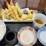 天若 - 海老天と秋野菜定食