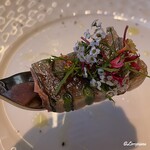 プチレストラン ブーケ・ド・フランス - 秋刀魚と生ハムと大葉と隠元のテリーヌ