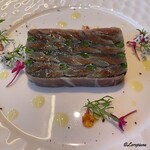 プチレストラン ブーケ・ド・フランス - 秋刀魚と生ハムと大葉と隠元のテリーヌ