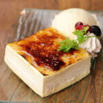 Mille Crepes brulee ~ served with vanilla ice cream ~