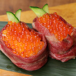 Grilled Omi beef salmon roe Sushi