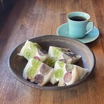 市川屋珈琲 - 季節のフルーツサンド、セットコーヒー