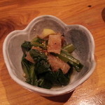 やんたけ - お通し⑥：厚揚げと青菜