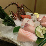 日本料理 一扇 - お造り（伊勢海老、鰆、鯛）