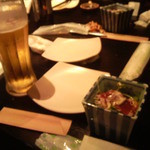 旬肴やまさ季 - 生ビールと付け出し