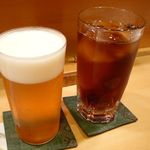 新ばし 星野 - 【ビールと烏龍茶で乾杯！】2013/10