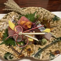 個室会席 北大路 八重洲茶寮 - お造り(鮪,金目鯛,縞鯵,ホッキ貝)