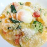 Vegetable and hot spring egg risotto