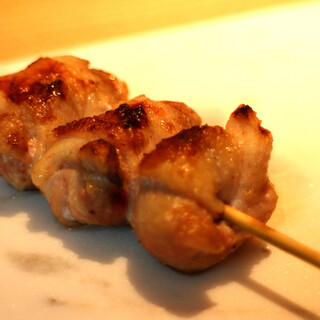 Authentic charcoal Yakitori (grilled chicken skewers) grilled with special attention to salt and seasonings.