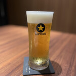 Furano Wagyuuyoshiushi Kagurazakadoori - 飲み放題の生ビールは黒ラベル