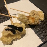 ◼︎ Hearty "Meat Tempura Skewers"