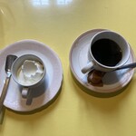 パスタカフェ 八乃森 - デザートのソフトクリームとホットコーヒー