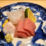 日本料理 柳燕 - 青森焼山の鮃と塩釜の中トロ