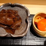日本料理 柳燕 - 牛肉の時雨煮、黄身