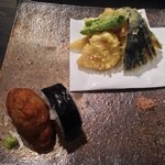 和食 縁 蕎麦切り - 野菜の天ぷら＆助六寿司