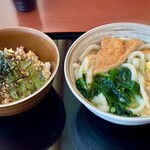 郷屋敷 - ミニ天丼セット(かやくうどん・野菜天丼) 820円