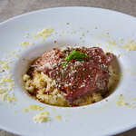 Roast beef and rich cheese risotto