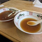 喜多方ラーメン 天高盛 - ラーメン大盛　ラーメン普通盛　ごちそうさまでした