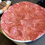 Kiso Ji - 上しゃぶしゃぶ(4070円)和牛霜降り肉。丁度良い赤身加減