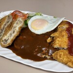 フジランチ - デラックスセット（ハンバーグ、チキンカツ、コロッケ）1100円