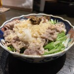五十棲 - 京水菜とアギ 黒ゆず胡椒おろしぽん酢