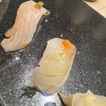 たか吉の鮨 - キジハタには柚子胡椒　　　　　　　　　　　　　　　　　　　　　　　　　マゴチには雲丹麹