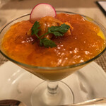 Restaurant Hamy's Karuizawa - 人参のフラン　コンソメのジュレに雲丹を添えて