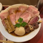 燃えよ麺助 - 特製紀州鴨そば　レアチャーシュー増し　鴨ハツ