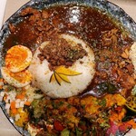 BOTANI：CURRY 梅田店 - ボタニカリー、ルー&ライス大盛り、チーズ豆腐&玉子ピクルス&ピクルス大盛りトッピング