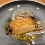 麻布Lasen - 鮑とイチジクのポワレ　鮑の肝のソース