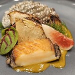 麻布Lasen - 鮑とイチジクのポワレ　鮑の肝のソース