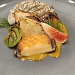 麻布Lasen - 鮑とイチジクのポワレ　鮑の肝のソース