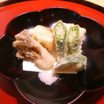 Nihon Ryouri Fujii - 胡麻豆腐、舞茸、ズッキーニ、オクラ