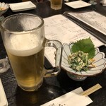 ゆう喜屋 - 生ビール、お通し