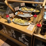 休暇村 - きびなごとサツマイモの天ぷらにさつま揚げ