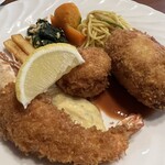 Poteto - スペシャル定食  車海老フライ  ホタテフライ  カニコロッケ
