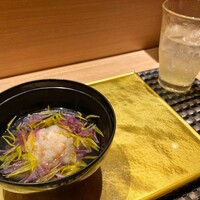 池袋 すし 福寿 - 海老のハス蒸しの菊花仕立て