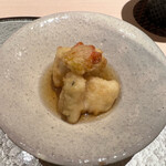 渋谷 天婦羅 ふじもと - 胡麻豆腐と対馬の穴子の揚げ出し豆腐