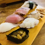 いろは寿司 - 料理写真:マトウダイ、コシナガ、サザエ、アサヒダイ、ナメタレ、しらさ海老、ムラサキウニ！