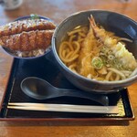 屋久どん - 海老天うどんとチキンカツ丼セット