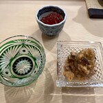 日本橋蛎殻町 すぎた - 筋子の醤油漬け　新作鮟肝　貴醸酒す