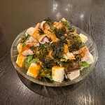 Korean-style choregi salad with pork shabu-shabu and tofu