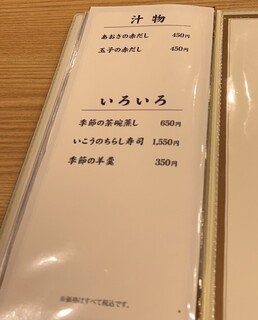 h Umeda Sushidokoro Ikou - 料理メニュー