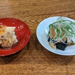 あかぎ - ポテトサラダ煮卵のせ、賀茂なすの揚げ浸し