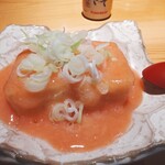 Kamomesou - 明太揚げ出し豆腐・・・おもったよりピンク色のビジュアルにびっくり！